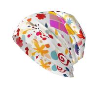 Chapeau en tricot extensible imprimé « Happy Birthday » - Chapeau de ski chaud - Convient pour les activités telles que la randonnée, la pêche et la course à pied - Noir