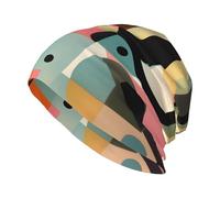 Chapeau en tricot imprimé chat moderne du milieu du siècle, chaud et sans bord, adapté pour la maison, le quotidien, les voyages et le ski. Noir