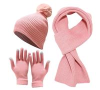 Chapeau en tricot pour homme - Bonnet chaud en tricot coupe-vent pour adulte - Gants de cyclisme et de baseball - Chapeau en polyester, rose, taille unique