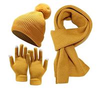 Chapeau en tricot pour homme - Bonnet chaud en tricot coupe-vent pour adulte - Gants de cyclisme et de baseball - Chapeau en polyester, jaune, taille unique