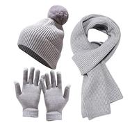 Chapeau en tricot pour homme - Bonnet chaud en tricot coupe-vent pour adulte - Gants de cyclisme et de baseball - Chapeau en polyester, gris, taille unique