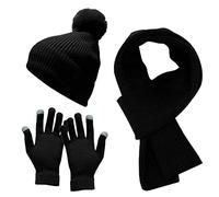 Chapeau en tricot pour homme - Bonnet chaud en tricot coupe-vent pour adulte - Gants de cyclisme et de baseball - Chapeau en polyester, Noir , taille unique