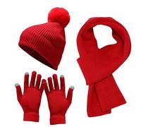 Chapeau en tricot pour homme - Bonnet chaud en tricot coupe-vent pour adulte - Gants de cyclisme et de baseball - Chapeau en polyester, Rouge, taille unique
