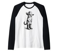 Chapeau et Bottes drôles de Chat dans Un Chapeau de Cowboy Manche Raglan