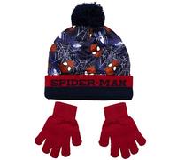 Chapeau et gants Spiderman pour enfant Tg.52 Hiver Casquette avec PON PON 6961, rouge, 52