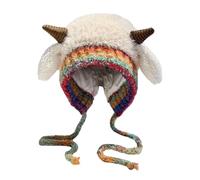 Chapeau et sac de Noël 2 en 1, chapeau de cerf d'hiver pour femme, chapeau de bois de cerf tricoté pelucheux avec oreilles, bonnet de Noël festif tricoté avec renne festif, chapeau de cerf chaud, sac