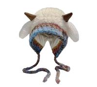Chapeau et sac de Noël 2 en 1, chapeau de cerf d'hiver pour femme, chapeau de bois de cerf tricoté pelucheux avec oreilles, bonnet de Noël festif en tricot de renne de Noël, chapeaux de cerf chauds et