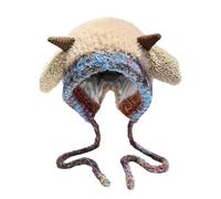 Chapeau et sac de Noël 2 en 1, chapeau de cerf d'hiver pour femme, chapeaux de bois de cerf tricoté pelucheux avec oreilles, bonnet de Noël festif en tricot de renne de Noël, chapeaux de cerf chauds