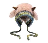 Chapeau et sac de Noël 2 en 1, chapeau de cerf d'hiver pour femmes, chapeaux de bois de cerf tricotés pelucheux avec oreilles, bonnet de Noël festif tricoté avec renne de Noël, chapeaux de cerf chauds