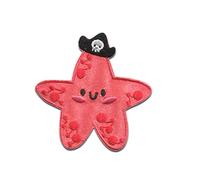 chapeau étoiles de mer Animaux pirates - Ecusson thermocollant patches appliques, Taille: 5,6 x 6 cm