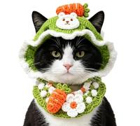 Chapeau Fait Main Ajustable Accessoire de Tête Costume Mignon à Fleurs | Chapeaux au Crochet pour Chats Pour Célébrations d'Anniversaire, Photos en , Sorties en Vacances