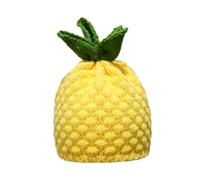 Chapeau fantaisie sans bord sur le thème des fruits - Crochet à la main - Chapeau d'hiver pour femme et adolescente - Style années 2000 - Accessoire de tête de mode - Fruit tricoté, Ananas à quatre