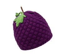 Chapeau fantaisie sur le thème des fruits - Crochet à la main - Tête de mort d'hiver pour femmes et adolescents - Style années 2000 - Accessoire de tête de mode - Fruit tricoté, Chapeau Violet Raisin