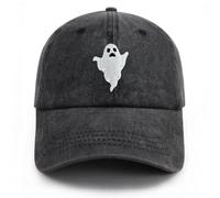 Chapeau fantôme Halloween casquette de baseball brodée chapeau effrayant chapeau réglable pour homme femme style couvre-chef unisexe, Noir-fantôme-1, Taille unique