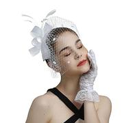 Chapeau Fascinator Femme Chapeau Plume Mariage Épingles à Cheveux Chapeaux Bibi Rétro Coiffe de Mariée Serre-tête Pince à Cheveux Voilette en Maille Bandeau pour Mariage Cocktail Photographie Soirée