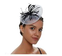 Chapeau Fascinator Femme Coiffe de mariée en plumes for bal fin d'année, épingle à cheveux fil filet, fleur, petit chapeau exquis, fascinateurs for femmes Pour les fêtes(Black and White)