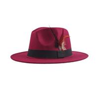 Chapeau Fedora 2025 pour homme et femme - Chapeau à large bord - Accessoires de costume Panama des années 1920 - Chapeau d'été pour femme, bordeaux, Taille unique