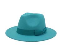 Chapeau Fedora à large bord for femme, couleur unie, style jazz, idéal for une fête de mariage ou une église, collection automne-hiver Pour les Fêtes, au Quotidien(Lake Blue,59-61cm)