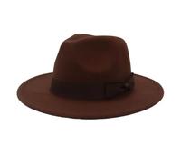 Chapeau Fedora à large bord for femme, couleur unie, style jazz, idéal for une fête de mariage ou une église, collection automne-hiver Pour les Fêtes, au Quotidien(Coffee,59-61cm)