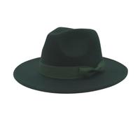 Chapeau Fedora à large bord for femme, couleur unie, style jazz, idéal for une fête de mariage ou une église, collection automne-hiver Pour les Fêtes, au Quotidien(Dark Green,56-58cm)
