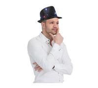 Chapeau Fedora Avec Des Lumières LED Clignotantes Noir Or Argent Rouge