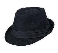 Chapeau Fedora classique en feutre pour femme à bord court chapeau noir Manhattan gangster jazz unisexe, Noir , 58