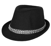 Chapeau Fedora classique en feutre pour homme Manhattan-Gangster-Trilby avec bande Unisexe Femme Chapeau Fedora structuré (S-M), Krivet noir 1, Taille M