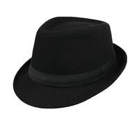 Chapeau Fedora classique en feutre pour homme - Manhattan - Gangster - Trilby - Avec bande - Unisexe - Structuré - Taille : S, noir 2, Taille M
