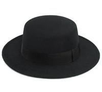 Chapeau Fedora Classique Noir à Large Bord pour Homme et Femme, Noir, Medium