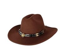 Chapeau Fedora de cowboy concho unisexe à large bord style western équitation fête mode cowboy Fedora chapeau pour homme femme, 2, M56-58CM