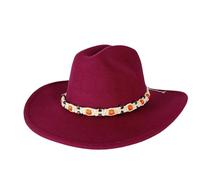 Chapeau Fedora de cowboy concho unisexe à large bord style western équitation fête mode cowboy Fedora chapeau pour homme femme, 5, 56/58 cm/M