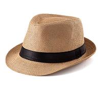 Chapeau Fedora en paille pour homme - Chapeau de soleil en laine - Chapeau panama - 19,5 cm, S02 Kaki, taille : 58 cm, convient pour 55,9 cm - 22 7/8", Taille M