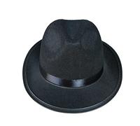 Chapeau Fedora noir classique Trilby avec bande de ceinture à bord court en feutre de laine Chapeau de gangster Accessoires de costume pour homme et femme