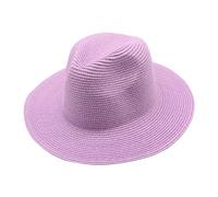 Chapeau Fedora Panama unisexe pliable - Chapeau de soleil en paille réglable à large bord pour homme et femme, casquette de plage pliable pour voyage, jardinage, jogging, violet, Taille unique