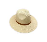 Chapeau Fedora pour femme type Panama - Style été avec ruban en cuir -, beige, 57
