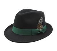 Chapeau Fedora pour homme en pure laine - Noir, marron, gris, bleu marine et bande rayée, BK1., M