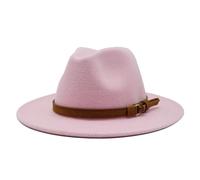 Chapeau Fedora unisexe avec ceinture en daim à large bord en feutre style panama style jazz haut tendance britannique pour homme femme, Pnnrk, M 56/58 cm
