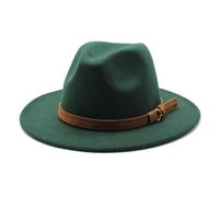 Chapeau Fedora unisexe avec ceinture en daim à large bord en feutre style panama style jazz haut tendance britannique pour homme femme, Dark En8, M 56/58 cm