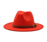 Chapeau Fedora unisexe avec ceinture en daim à large bord en feutre style panama style jazz haut tendance britannique pour homme femme, Orange, M 56/58 cm