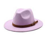 Chapeau Fedora unisexe avec ceinture en daim à large bord en feutre style panama style jazz haut tendance britannique pour homme femme, TARO VIOLET, M 56/58 cm
