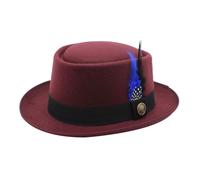 Chapeau fedora unisexe en laine de style bavarois traditionnel avec plume pour la fête de la bière et les fêtes en plein air (RD2, taille unique)