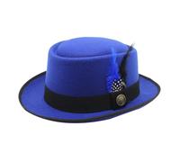 Chapeau fedora unisexe en laine de style bavarois traditionnel avec plume pour la fête de la bière, les fêtes en plein air, chapeau de pêche pour bébé (bleu, taille unique)