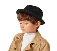 Chapeau Fedoras à bord court Frdoras-Trilby-Hat classique des années 20 en feutre pour enfants de 4 à 8 ans, taille S-M, noir, 4-8 ans