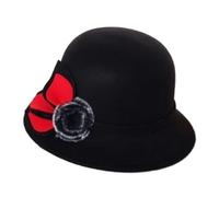 Chapeau Fedoras Gorras for femme, style rétro, chaud, noble et élégant, avec décoration florale, collection printemps-automne Pour les Fêtes, au Quotidien(Black)