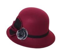 Chapeau Fedoras Gorras for femme, style rétro, chaud, noble et élégant, avec décoration florale, collection printemps-automne Pour les Fêtes, au Quotidien(Wine red)