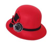 Chapeau Fedoras Gorras for femme, style rétro, chaud, noble et élégant, avec décoration florale, collection printemps-automne Pour les Fêtes, au Quotidien(Red)
