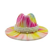 Chapeau Femme avec Effet Tie-Dye | Chapeau Panama à Large Bord Peint en 3D pour Fêtes | Accessoire de Mode Unisexe, Yellow2., M
