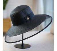 Chapeau Femme FUNMOON - Style Rétro Élégant en Maille - Protection Solaire - Noir