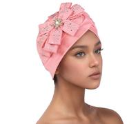 Chapeau Femme Hiver - Chapeau pour Femme Musulmane À Volants Turban De Chimiothérapie Contre Le Cancer Écharpe Châle (Watermelon Red One Size)