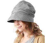Chapeau Femme Soleil Ete Coton Bio - Casquette Gavroche Chimio À Bord Large Protection SPF Gris